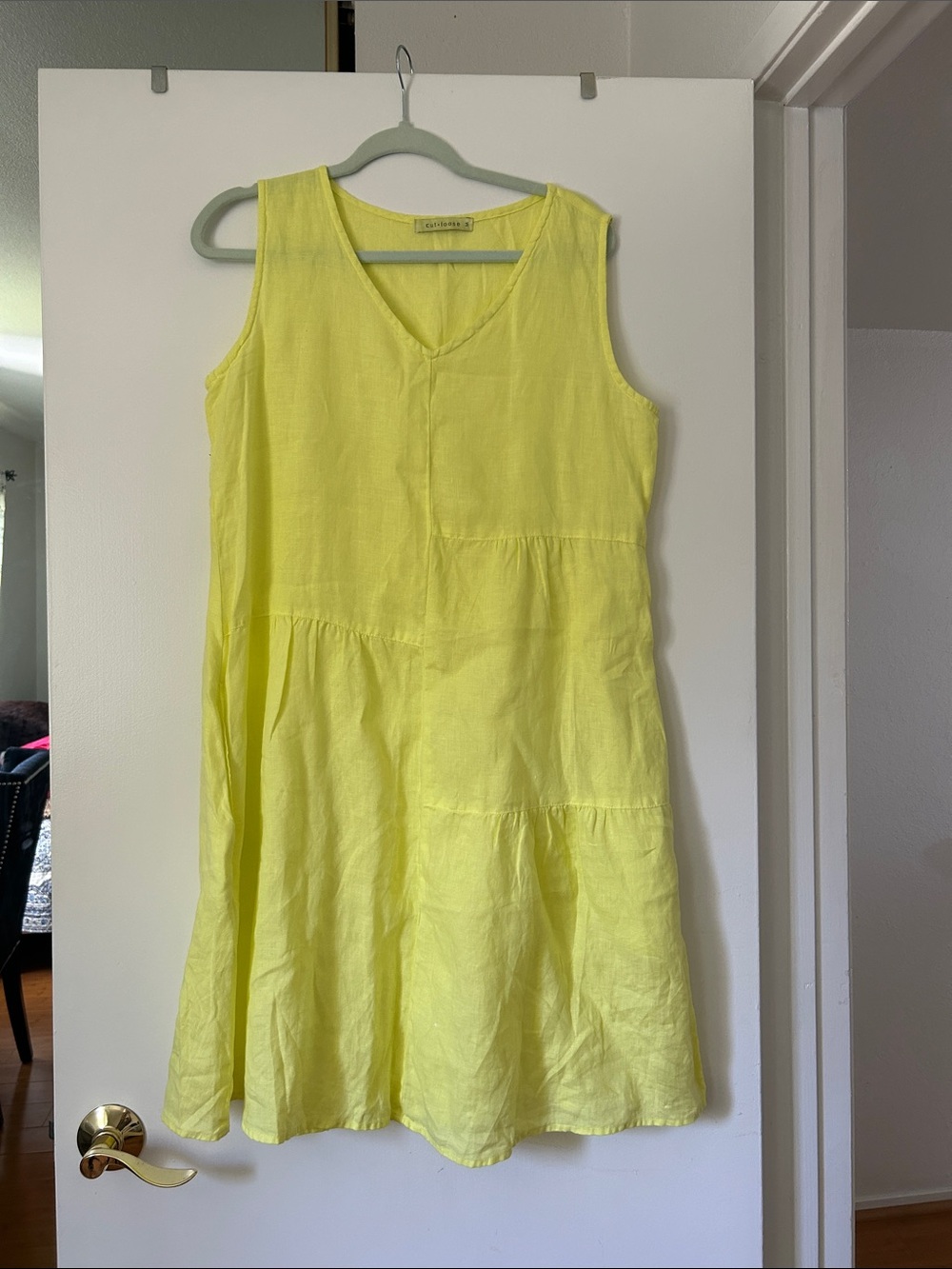 Cut Loose  Yellow Sleeveless Linen Midi Dress